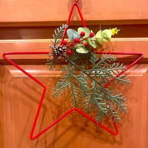 Christmas Door Decoration Star with Faux Greens